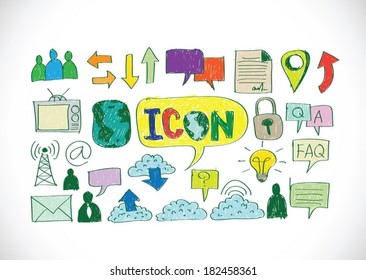 Hand doodle Business icon set idea design