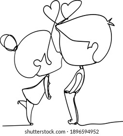 Hand doodle drawing keep cute couple kiss romantic. valentines day concept.