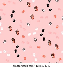 Hand doodle seamless pattern with dog paw. Vector textile, wrapping, wallpaper, background. Cute surface design, vector illustration