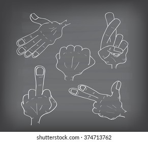 hand doodle set on blacboard