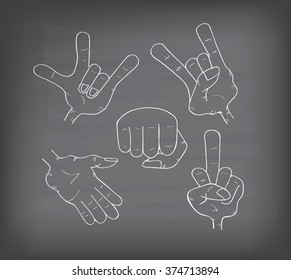 hand doodle set on blacboard