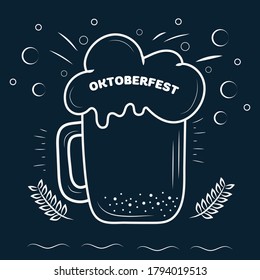 Hand doodle style. Oktoberfest in beer glass