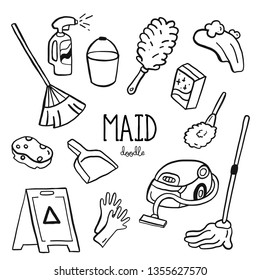 Hand doodle styles for maid items. Doodle maid.