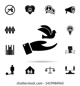 hand and dove icon. Universal set of human rights for website design and development, app development