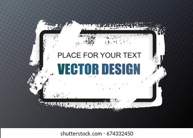 Hand dpainted universal ink background, brush stroke. Dirty artistic design element, box, frame for text. 