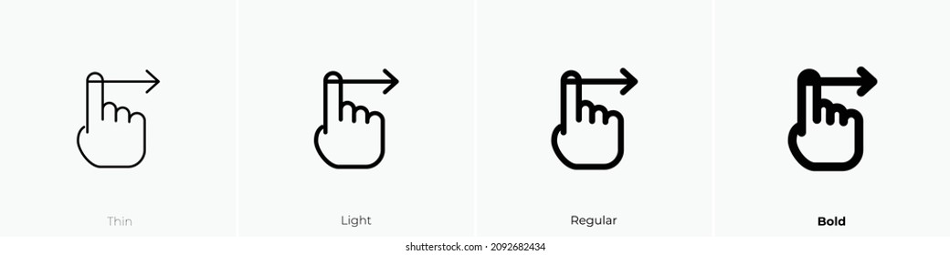 hand drag icon. Thin, Light Regular And Bold style design isolated on white background