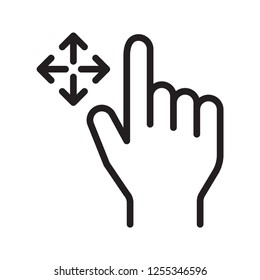 Hand drag icon. Using for touch screen on electronic devices. Flat simple design. Isolate on white background.