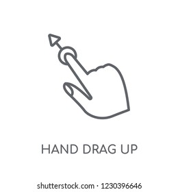 hand Drag Up linear icon. Modern outline hand Drag Up logo concept on white background from Hands collection. Suitable for use on web apps, mobile apps and print media.