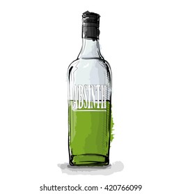 Hand draw of Absinth. Vector illustration.