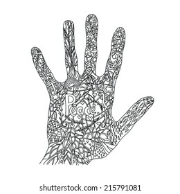 Hand draw abstract background.For prints.Black and white.Liner drawn.Pattern hand.