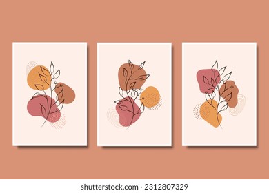 Hand draw abstract boho composition with organic shapes minimalist design