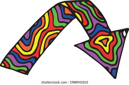 Hand draw abstract doodle,psychedelic arrow, pointer. Digital icon,symbol