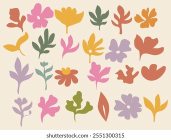 hand draw Abstract Floral Elements  different applications such as logos, branding, t-shirts, digital art, cards, pattern making, social media graphics, stationary, packaging, surface design vector