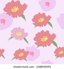Hand draw abstract flower elements in pastel colors. Minimal stylish cover template. Art form for social media stories, branding, banner. Vector illustration.