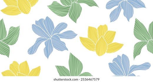 Dibuja a mano Elementos de flores abstractos en colores pastel. Minimal Ilustración vectorial con estilo floral para la tela, textiles