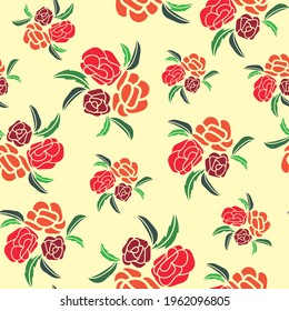 Patrón de flor abstracto de tracción manual, diseño de vector botánico, textil, impresión de tela, papel de pared