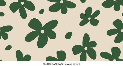 Hand draw abstract flower pattern beautifully floral green color, seamless designs on textiles, clothing, gift wrapping, banners, home decor, abstract backgrounds. Vector illustration.