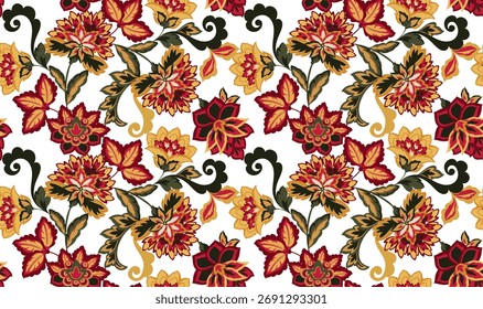 Hand draw abstract flower pattern. Seamless tribal pattern design