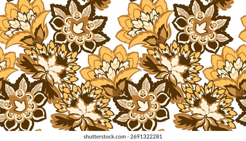 Hand draw abstract flower pattern. Seamless paisley pattern design