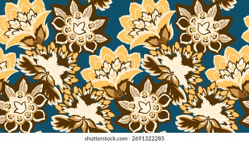 Hand draw abstract flower pattern. Seamless paisley pattern design