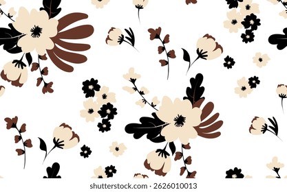 Dibuja a mano el patrón abstracto de las flores en Vector. Patrón de impresión textil sin costuras.