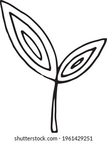 Hand draw abstract leaves. Doodle psychedelic, hippie art. Ecology 