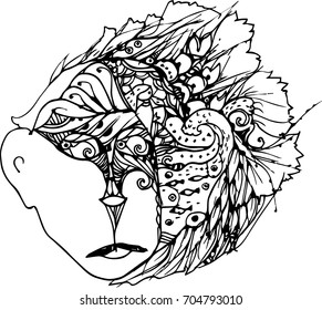 hand draw of abstract line art design