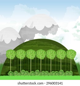 Hand Draw Abstract Mountain landscape. Vector Eps 10