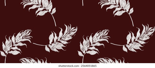 Hand draw abstract pattern. Seamless exotic leaves pattern design in vector