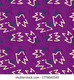 Hand draw abstract patterns with dots and crowns on the seamless background.