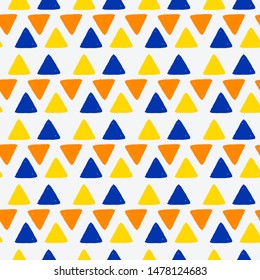 Hand draw abstract seamless patterns. Triangle elements for fashion, wallpapers, wrapping, etc. 