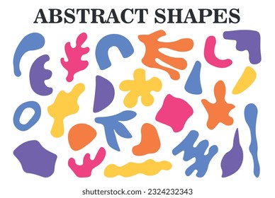 hand draw abstract shapes. set of colorful abstract shapes elements. hand prints