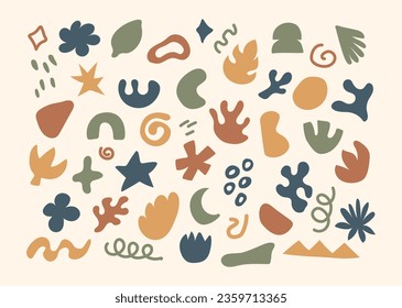  hand draw abstract shapes. set of colorful abstract shapes elements. hand prints