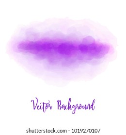 Hand draw abstract ultra violet watercolor on white background. Spot. Texture background. Color 2018. Stock vector illustration.