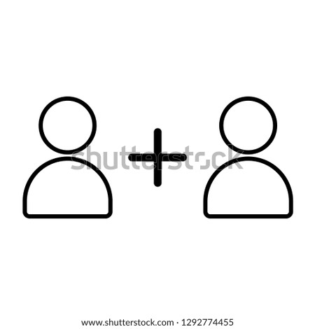 Hand draw add new friend icon islated on white. Vector illustration.