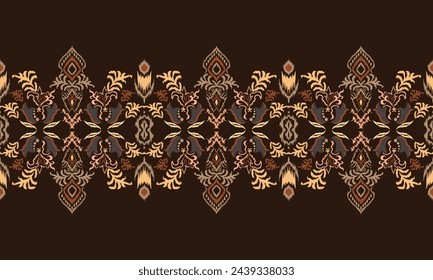 Hand draw African Ikat floral paisley embroidery.geometric ethnic oriental pattern traditional.Aztec style abstract illustration.great for textiles, banners, wallpapers, wrapping vector design.