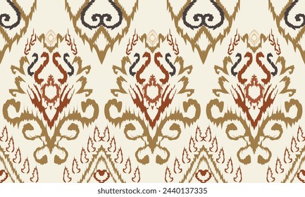 Hand draw African Ikat floral paisley embroidery on white background.geometric ethnic oriental pattern traditional.great for textiles, banners, wallpapers, wrapping vector design.