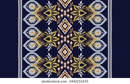 Hand draw African Ikat floral paisley embroidery.geometric ethnic oriental pattern traditional.Aztec style abstract.great for textiles, banners, wallpapers, wrapping vector design.