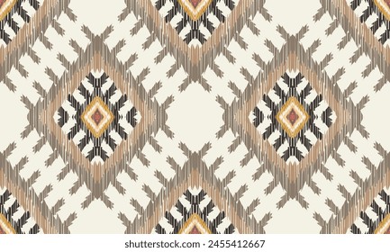 Hand draw African Ikat floral paisley embroidery.geometric ethnic oriental seamless pattern traditional.great for textiles, banners, wallpapers, wrapping vector design.