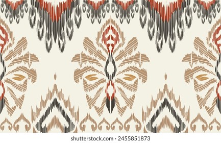 Handzeichnung Afrikanische Ikat Blumen Paisley Stickerei.Geometrische ethnische orientalische Muster traditionell.Aztec Stil abstrakte Vektorillustration.Ideal für Textilien, Banner, Bildschirmhintergründe, Vektorgrafik-Umhüllung Design.