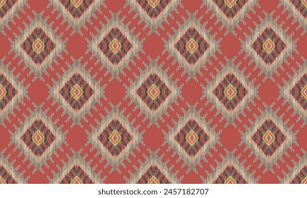 Hand draw African Ikat floral paisley embroidery.geometric ethnic oriental seamless pattern traditional.great for textiles, banners, wallpapers, wrapping vector design.