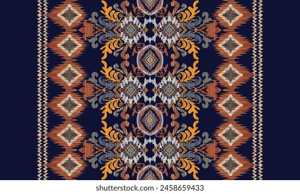 Hand draw african Ikat floral paisley embroidery.geometric ethnic oriental pattern traditional.great for textiles, banners, wallpapers, wrapping vector design.