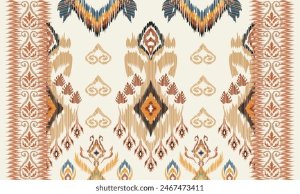 Hand draw African Ikat floral paisley embroidery.geometric ethnic oriental pattern traditional.Aztec style abstract vector illustration.  white background.great for textiles, banners, wallpapers.