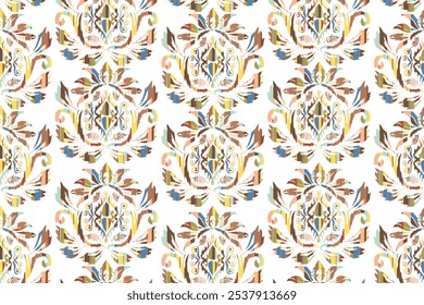 Dessin à la main africain Ikat floral paisley broderie.géométrique ethnique oriental motif harmonieux traditionnel.