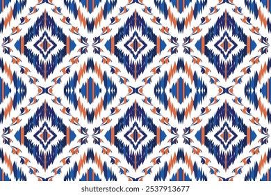 Hand draw African Ikat floral paisley embroidery.geometric ethnic oriental seamless pattern traditional."This content was created using vector drawing tools not generated by AI"