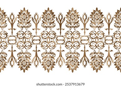 Hand draw African Ikat floral paisley embroidery.geometric ethnic oriental seamless pattern traditional."This content was created using vector drawing tools not generated by AI"