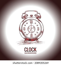 Hand draw alarm clock time concept  sketch design
