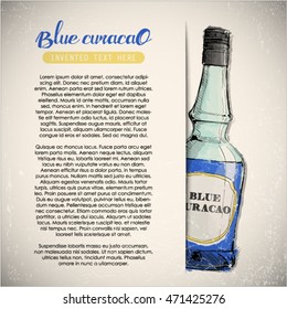 Hand draw of alcohol bottle. Vector illustration.