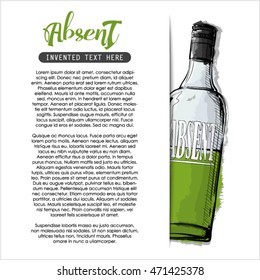 Hand draw of alcohol bottle. Vector illustration.
