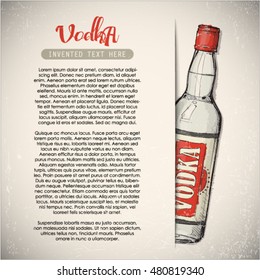 Hand draw of alcohol bottle. Vector illustration.